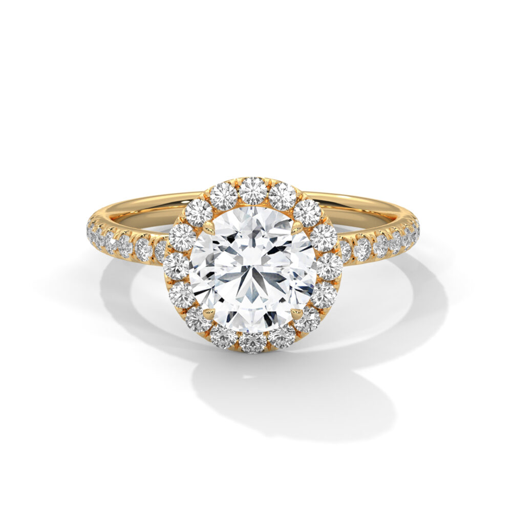 1 CT Round Lab Grown Diamond Hidden Halo Engagement Ring