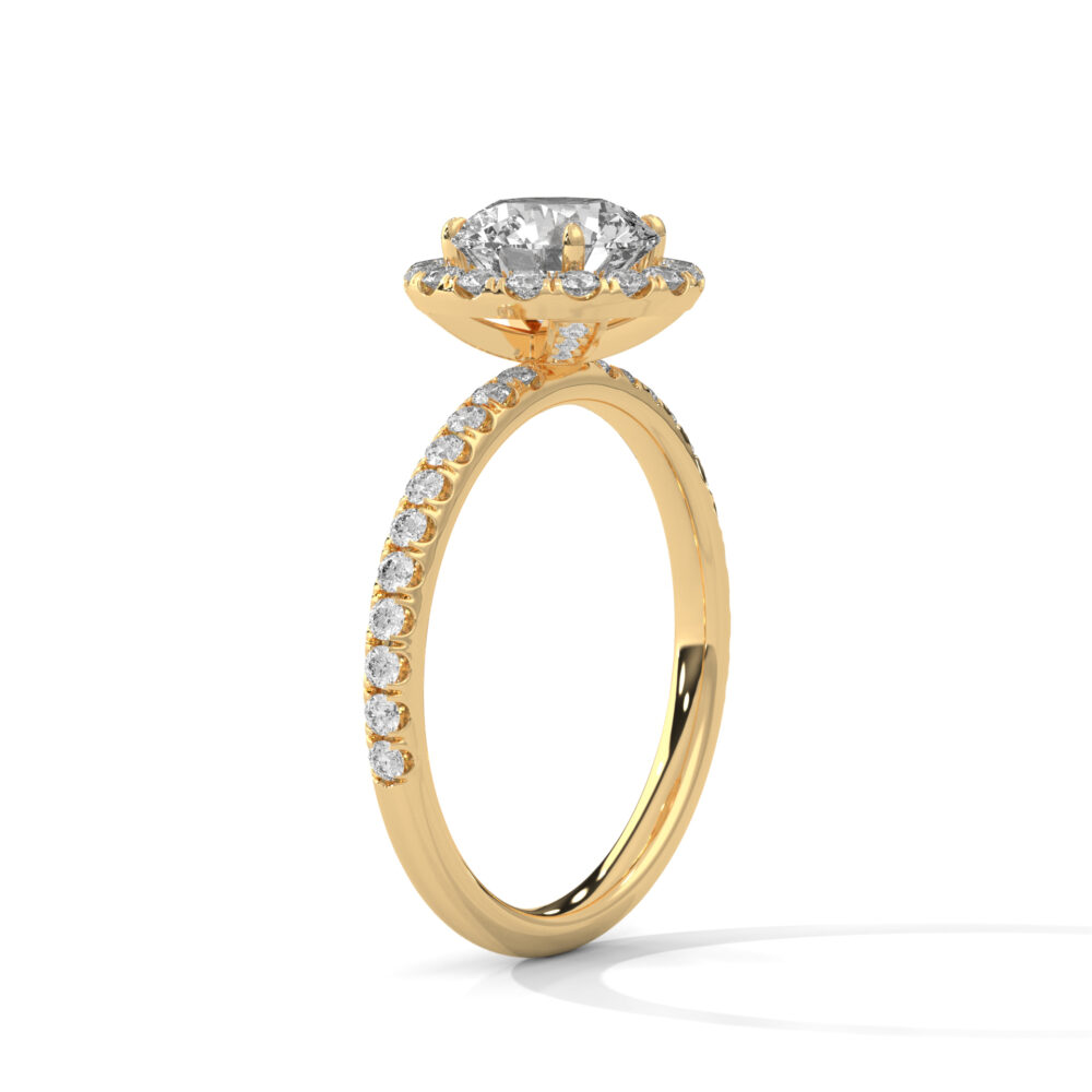 1 CT Round Lab Grown Diamond Hidden Halo Engagement Ring - Image 2