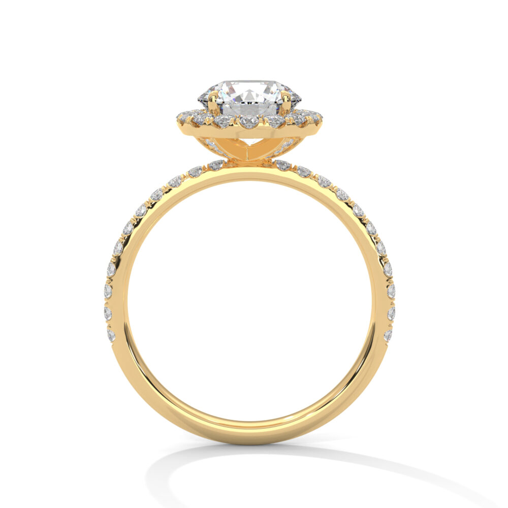 1 CT Round Lab Grown Diamond Hidden Halo Engagement Ring - Image 4