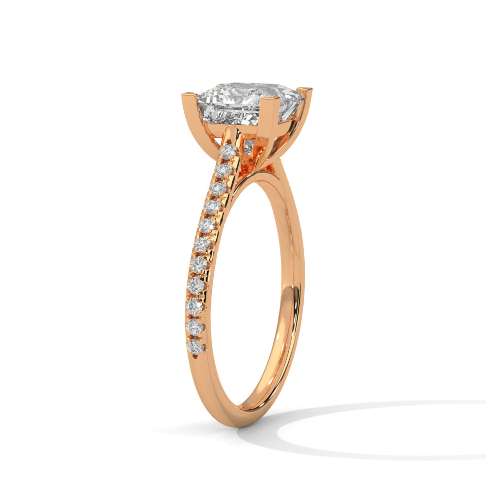 1 CT Princess Cut Diamond Ring, Pave Lab Grown Diamond Engagement Rings - Image 10