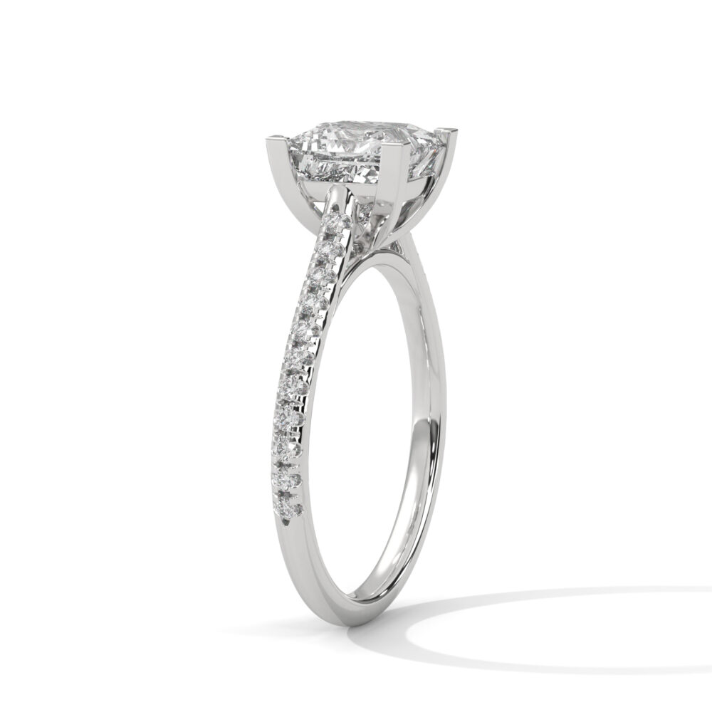 1 CT Princess Cut Diamond Ring, Pave Lab Grown Diamond Engagement Rings - Image 2