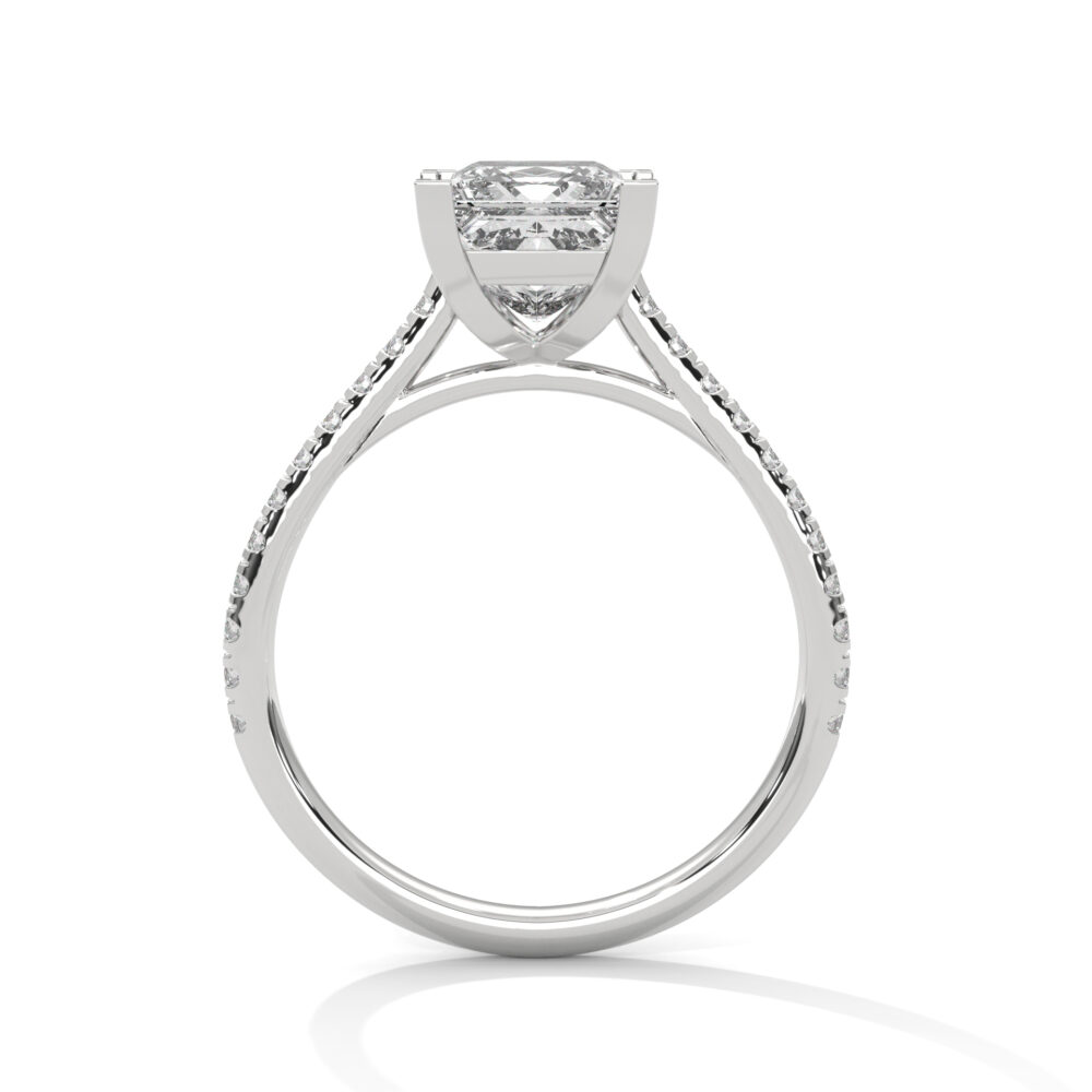 1 CT Princess Cut Diamond Ring, Pave Lab Grown Diamond Engagement Rings - Image 4