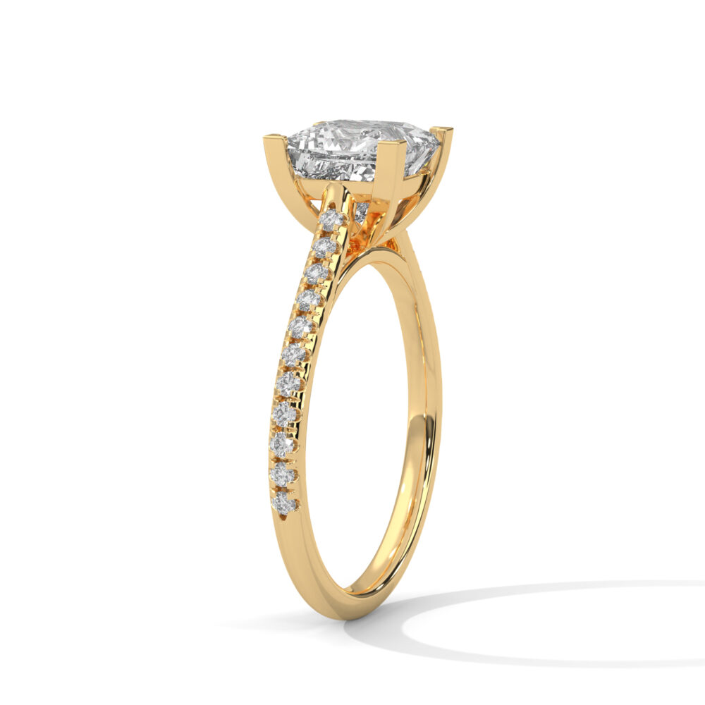 1 CT Princess Cut Diamond Ring, Pave Lab Grown Diamond Engagement Rings - Image 7