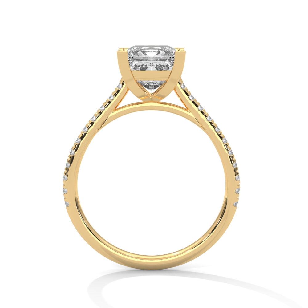1 CT Princess Cut Diamond Ring, Pave Lab Grown Diamond Engagement Rings - Image 8