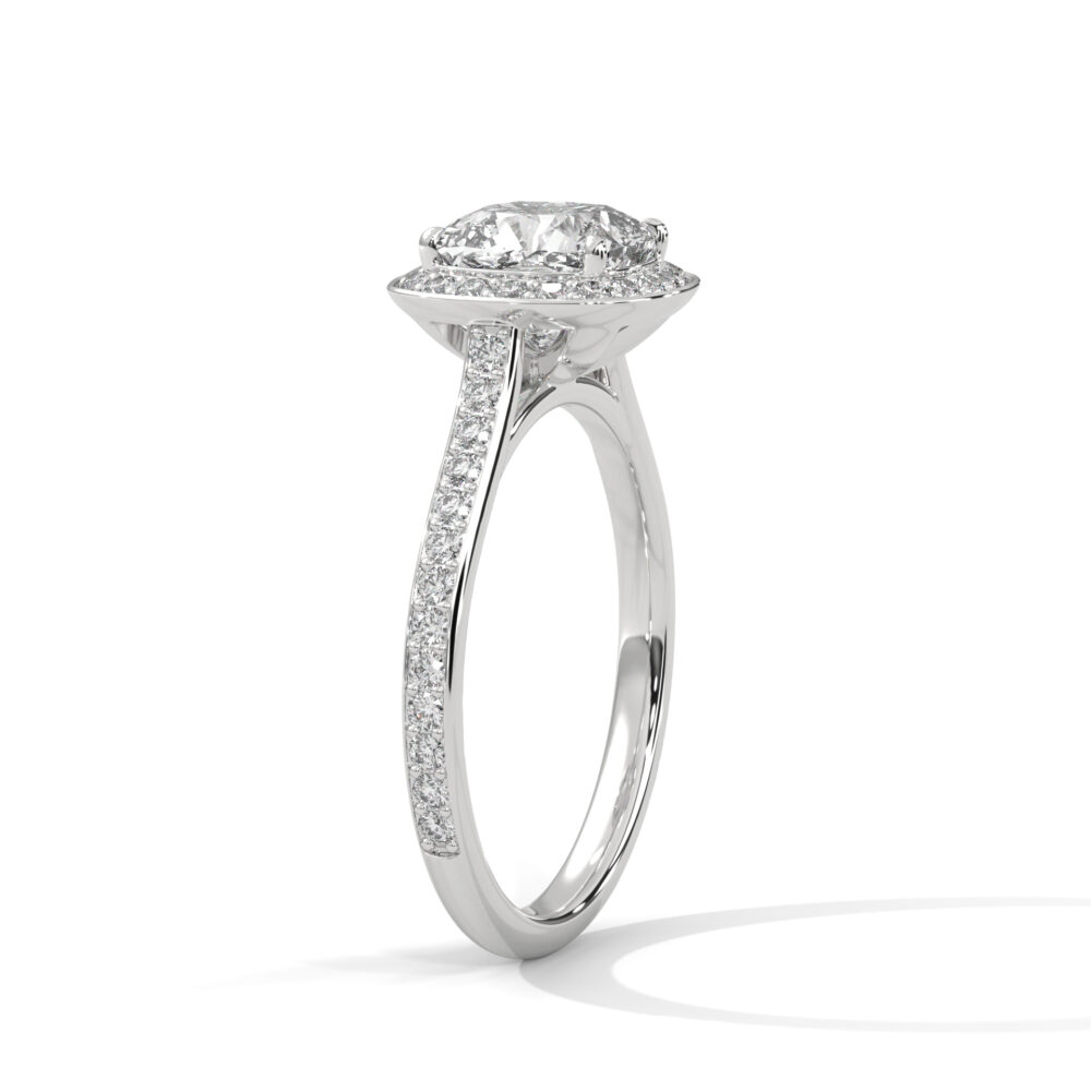 1 CT Cushion Cut Lab Grown Diamond Halo Engagement Ring for women - Image 2