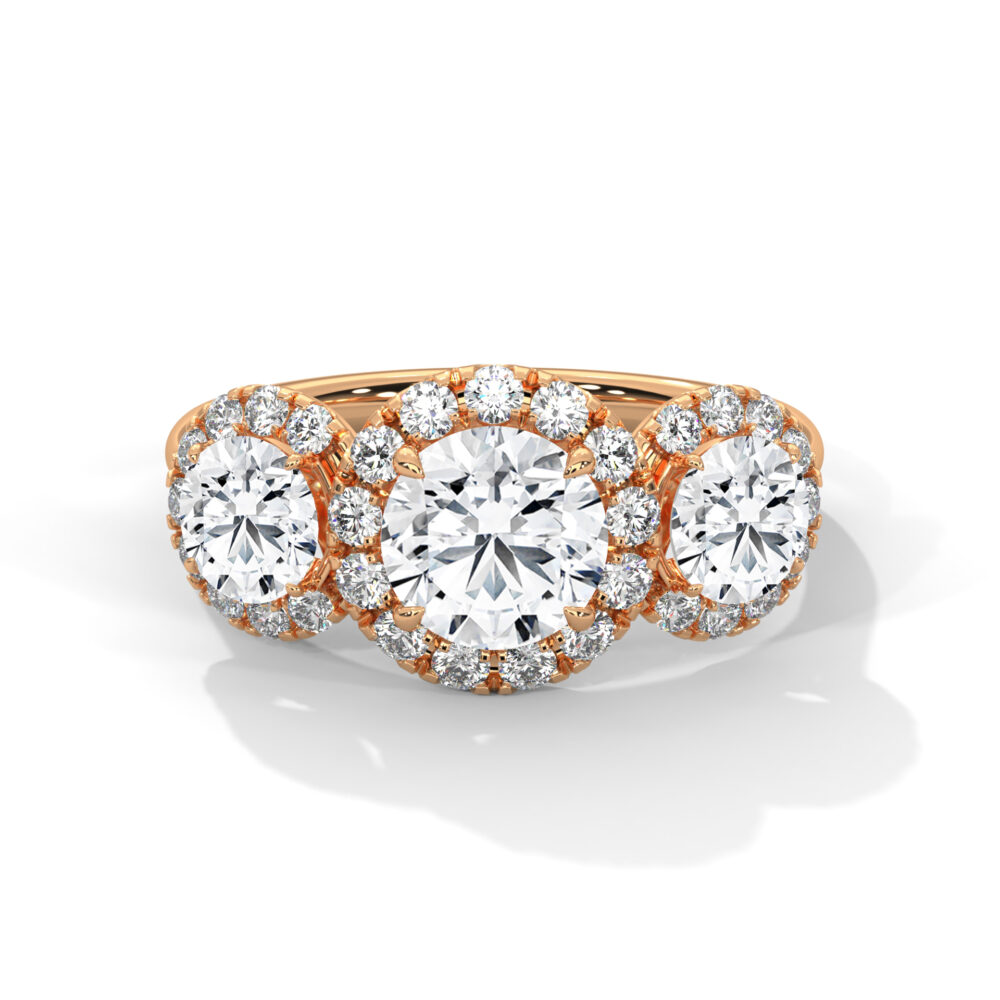 1 CT Round Lab Grown Diamond Three Stone Engagement Ring for Women - Image 5