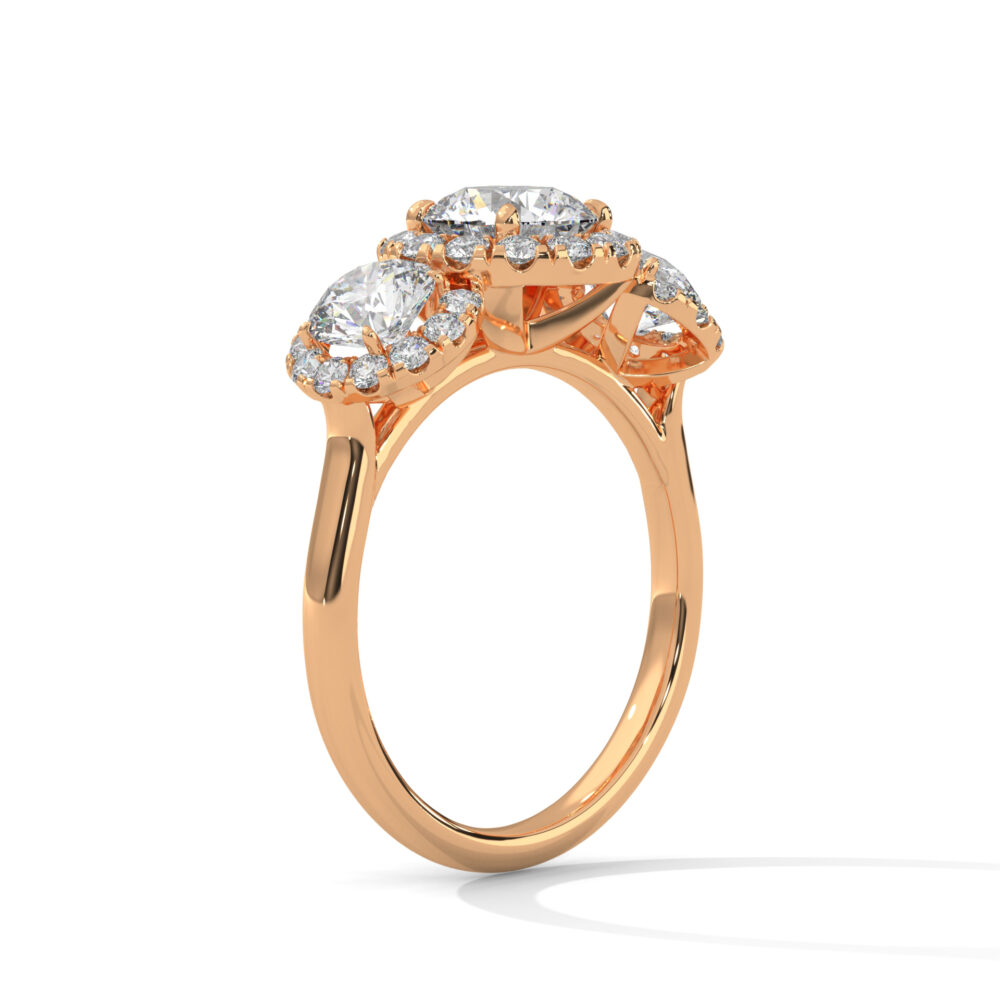 1 CT Round Lab Grown Diamond Three Stone Engagement Ring for Women - Image 6