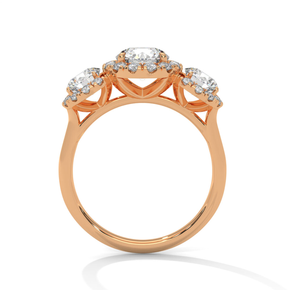 1 CT Round Lab Grown Diamond Three Stone Engagement Ring for Women - Image 7