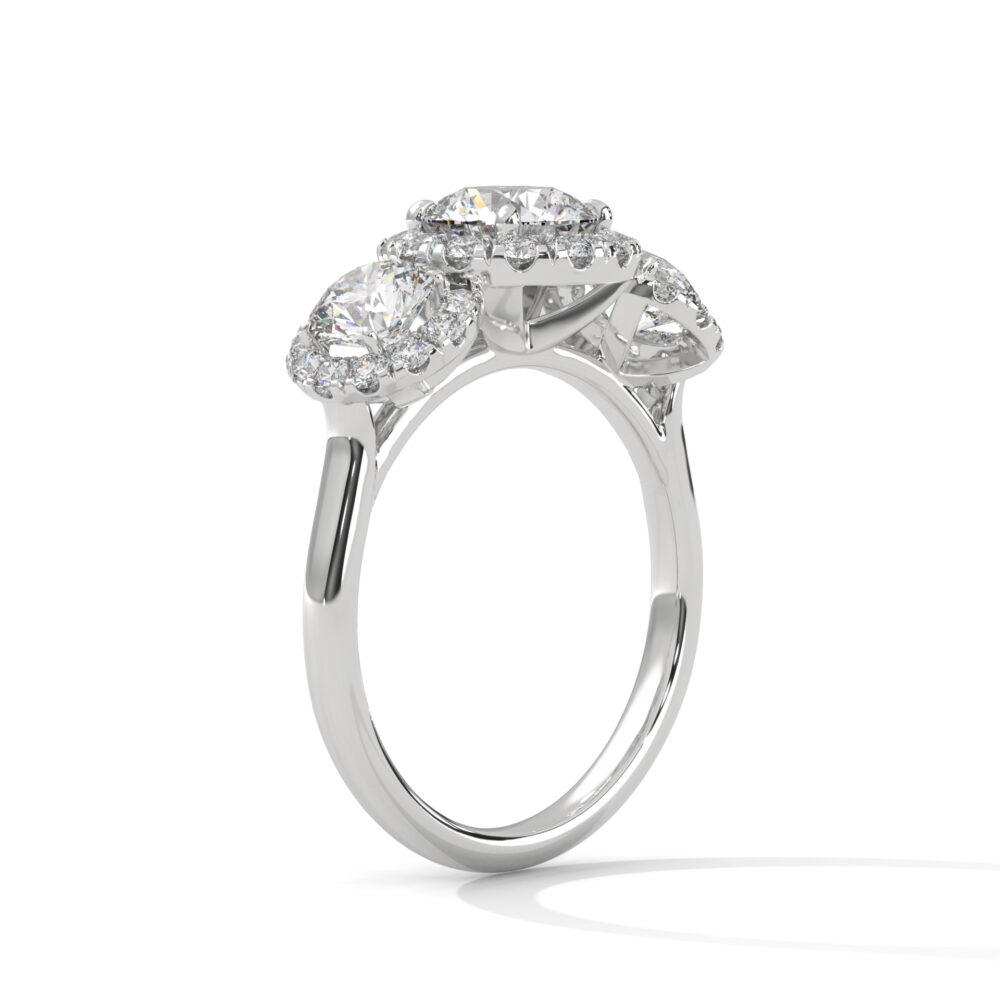 1 CT Round Lab Grown Diamond Three Stone Engagement Ring for Women - Image 3