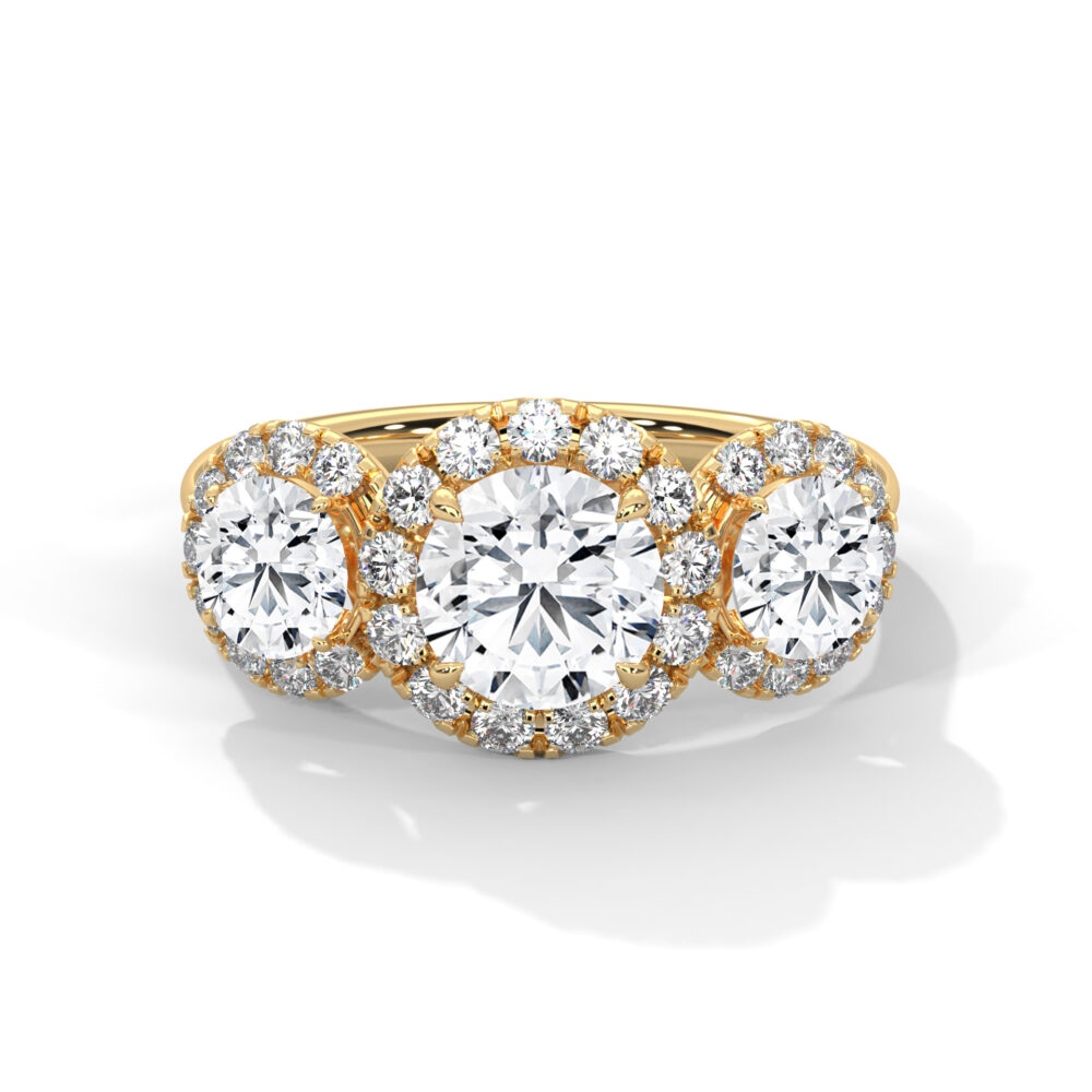 1 CT Round Lab Grown Diamond Three Stone Engagement Ring for Women - Image 9