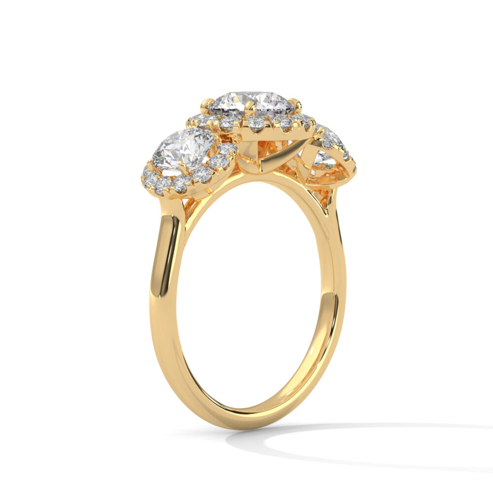 1 CT Round Lab Grown Diamond Three Stone Engagement Ring for Women - Image 11