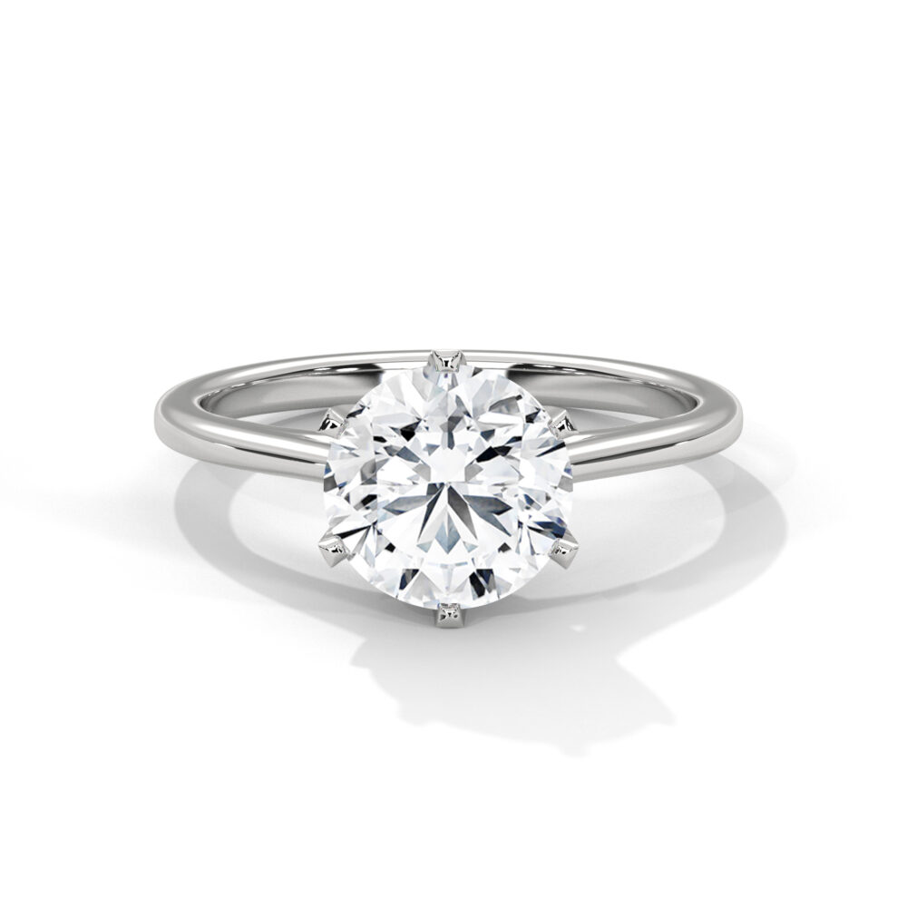 1.5 CT Round Six Prongs Lab Grown Eco Friendly Diamond Engagement Ring for Women