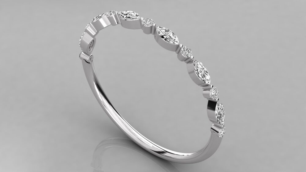 Marquise And Round Cut Lab Grown Diamond Wedding Band - Image 6