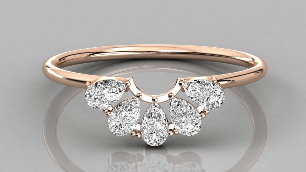 Pear Cut Lab Grown Diamond Wedding Band - Image 4