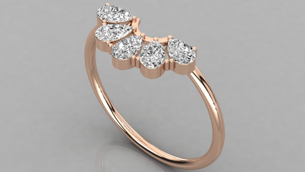 Pear Cut Lab Grown Diamond Wedding Band - Image 6