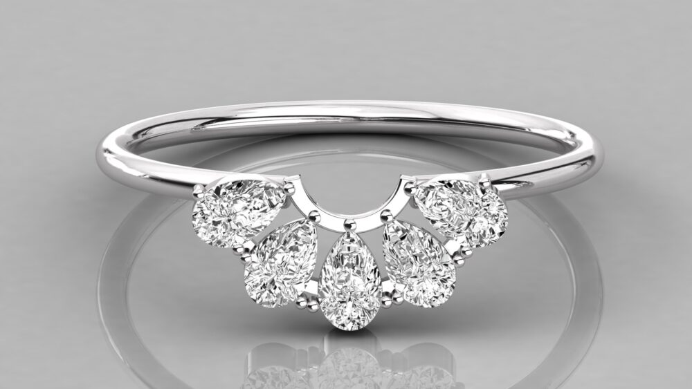 Pear Cut Lab Grown Diamond Wedding Band