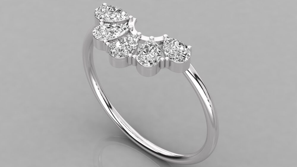 Pear Cut Lab Grown Diamond Wedding Band - Image 3
