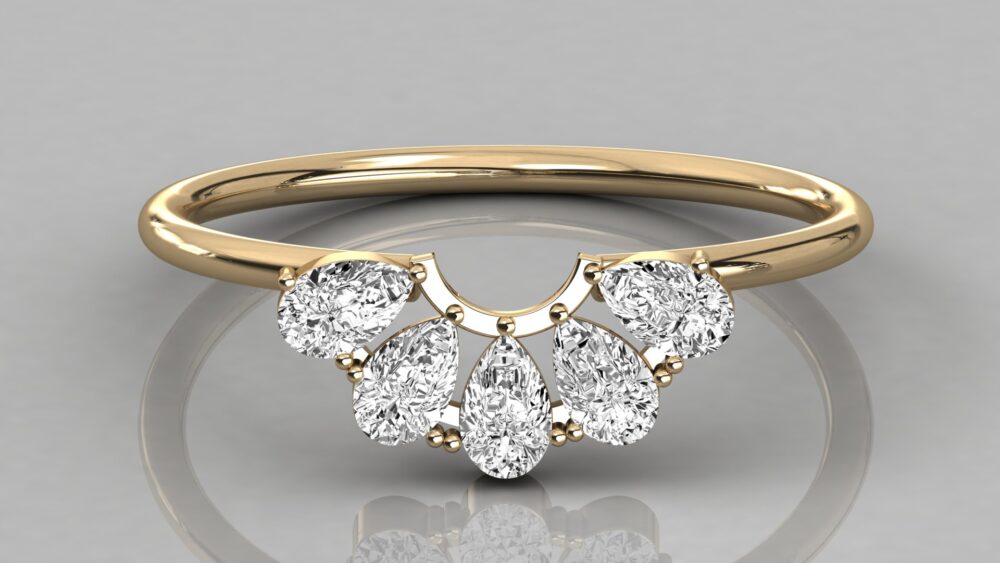 Pear Cut Lab Grown Diamond Wedding Band - Image 7