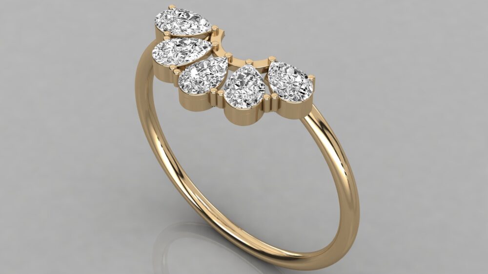 Pear Cut Lab Grown Diamond Wedding Band - Image 9