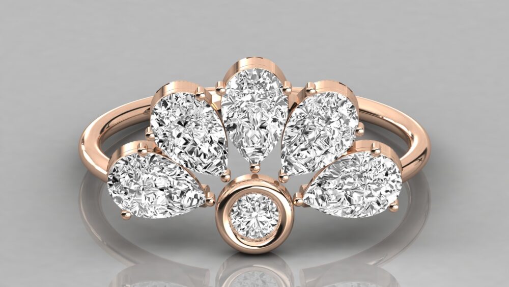 Pear Brilliant Cut Lab Grown Diamond Wedding Band - Image 7