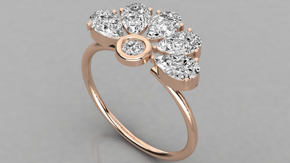 Pear Brilliant Cut Lab Grown Diamond Wedding Band - Image 8