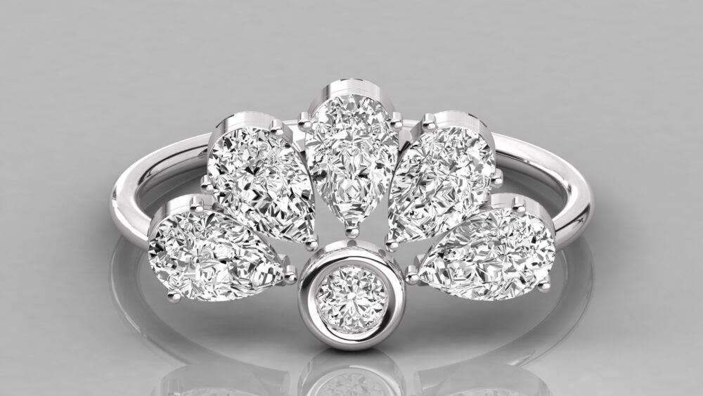 Pear Brilliant Cut Lab Grown Diamond Wedding Band