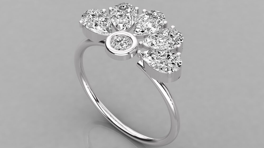 Pear Brilliant Cut Lab Grown Diamond Wedding Band - Image 3