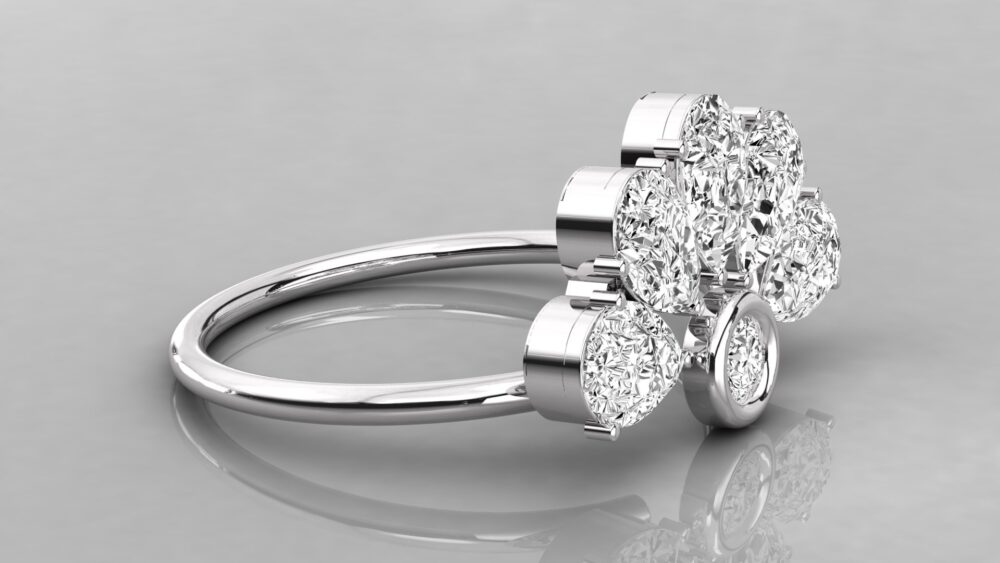 Pear Brilliant Cut Lab Grown Diamond Wedding Band - Image 2