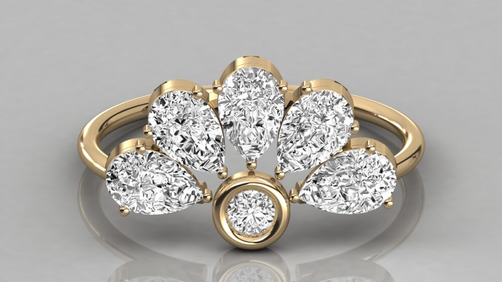 Pear Brilliant Cut Lab Grown Diamond Wedding Band - Image 4