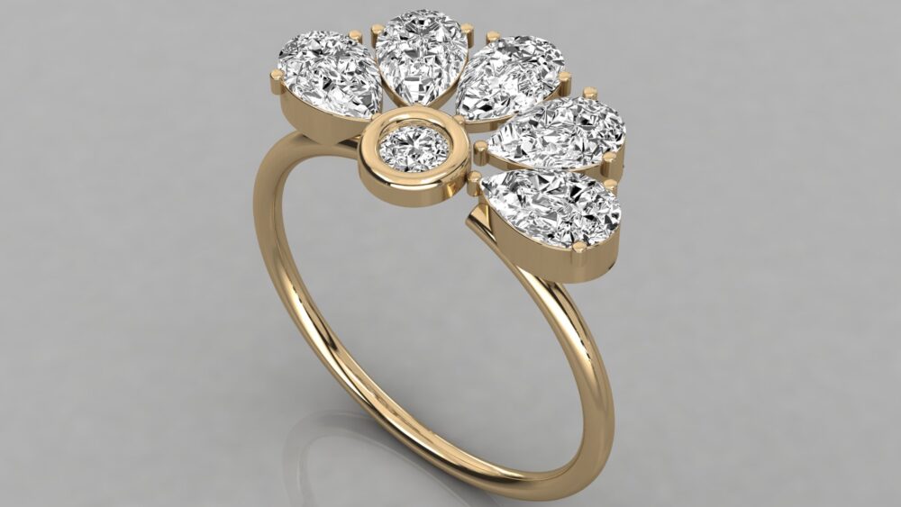Pear Brilliant Cut Lab Grown Diamond Wedding Band - Image 5