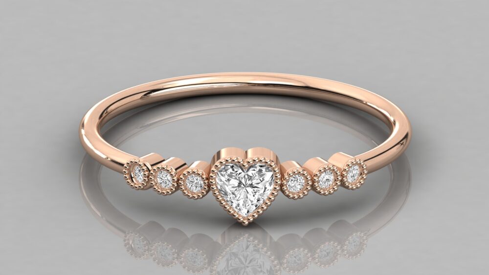 Heart and Round Lab Grown Diamond Engagement Ring