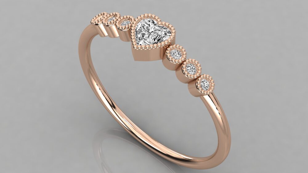 Heart and Round Lab Grown Diamond Engagement Ring - Image 2