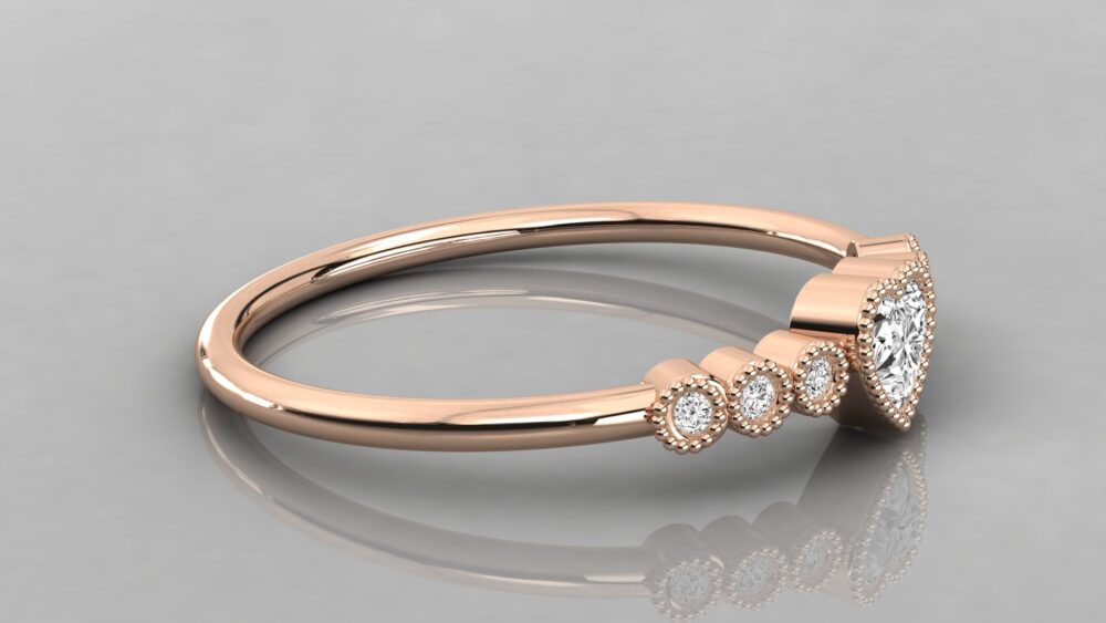 Heart and Round Lab Grown Diamond Engagement Ring - Image 3