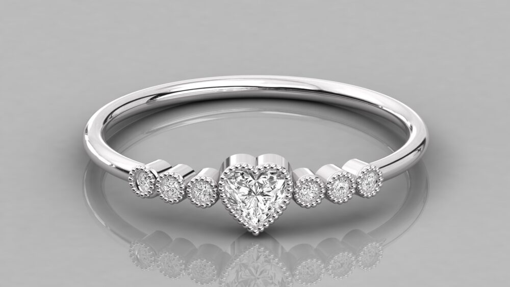 Heart and Round Lab Grown Diamond Engagement Ring - Image 4