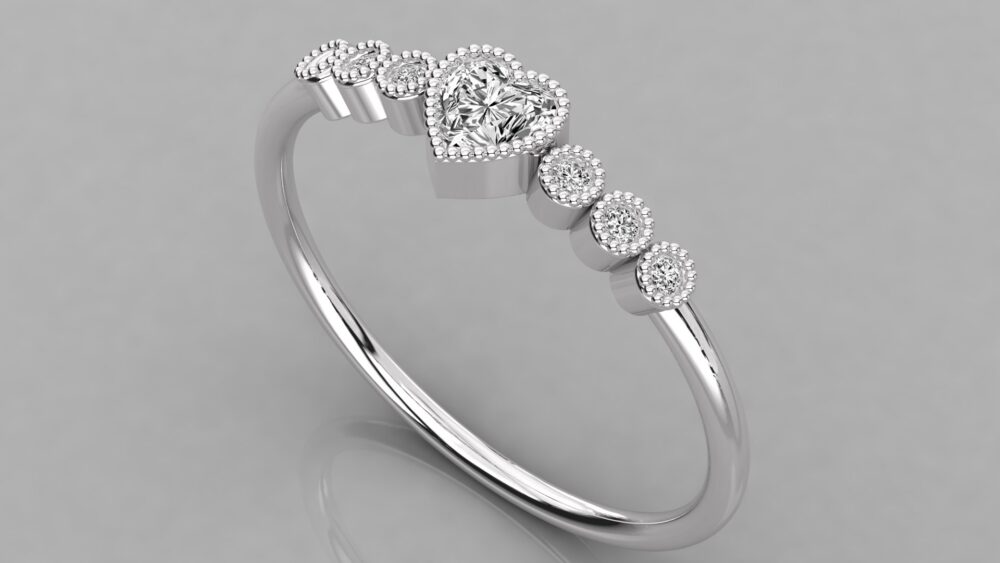 Heart and Round Lab Grown Diamond Engagement Ring - Image 5