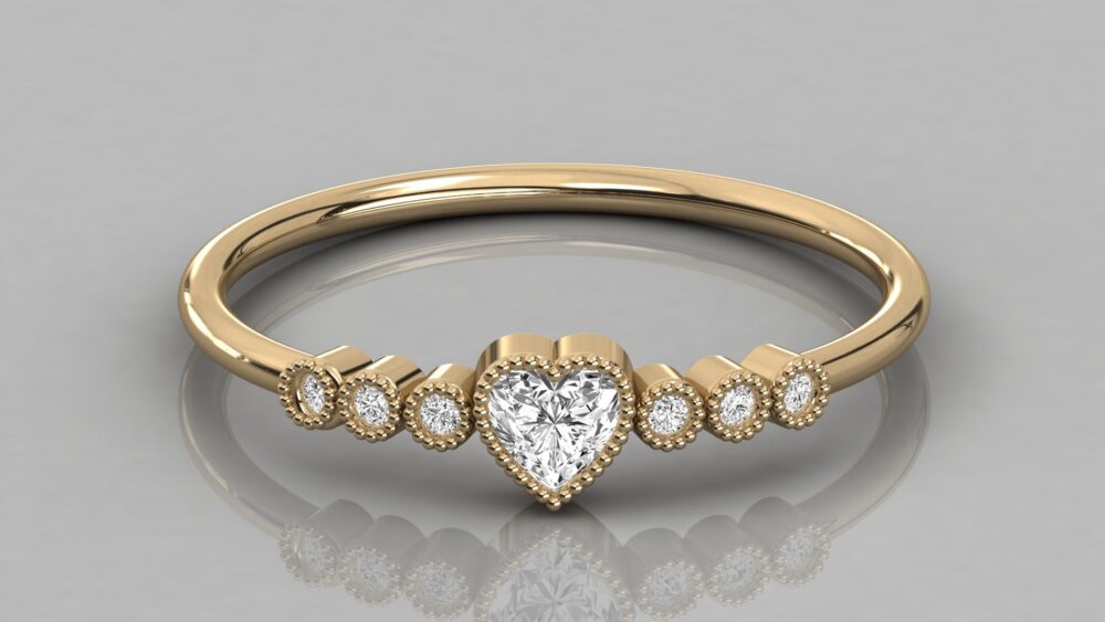 Heart and Round Lab Grown Diamond Engagement Ring - Image 7