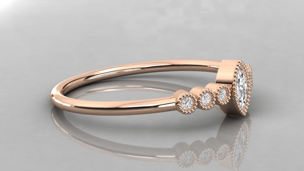 Marquise And Round Cut Lab Grown Diamond Engagement Ring - Image 6