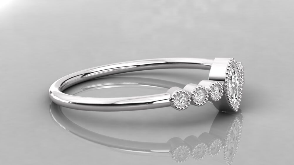 Marquise And Round Cut Lab Grown Diamond Engagement Ring - Image 2