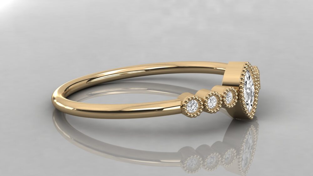 Marquise And Round Cut Lab Grown Diamond Engagement Ring - Image 9