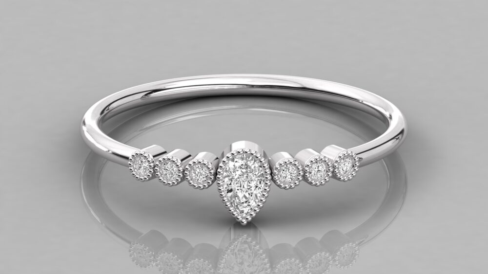 Pear and Round Cut Lab Grown Engagement Ring - Image 4