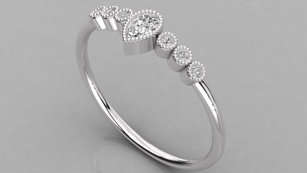 Pear and Round Cut Lab Grown Engagement Ring - Image 5