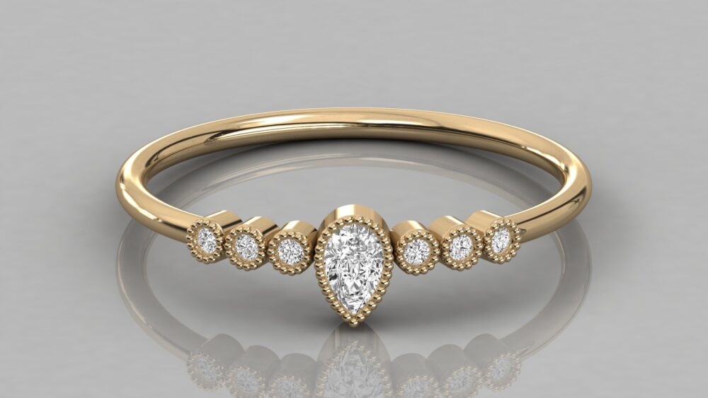 Pear and Round Cut Lab Grown Engagement Ring