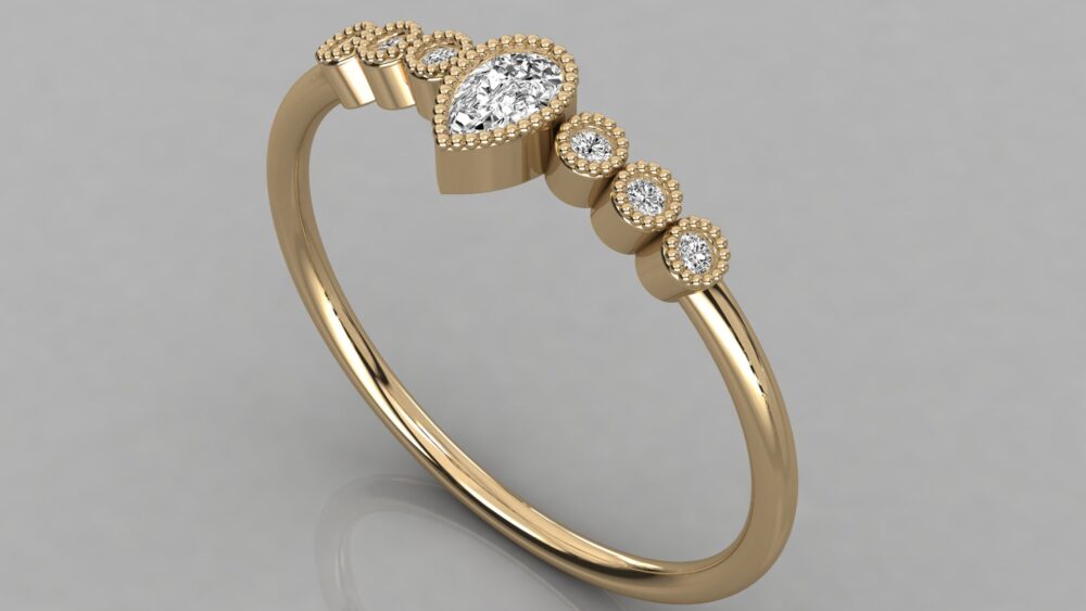 Pear and Round Cut Lab Grown Engagement Ring - Image 2