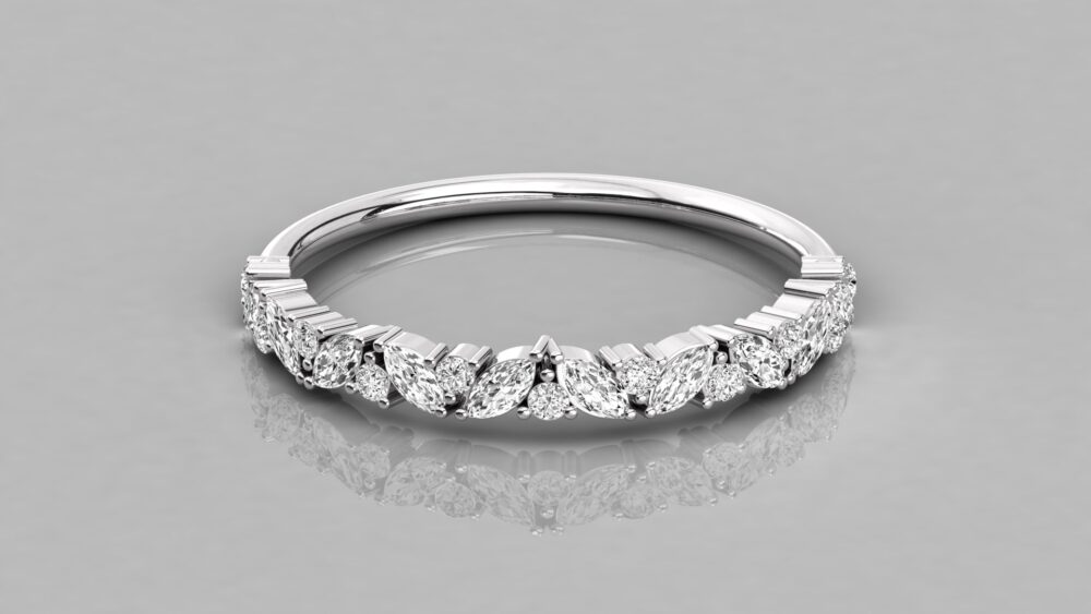 Marquise and Round Lab Grown Diamond Wedding Band - Image 4