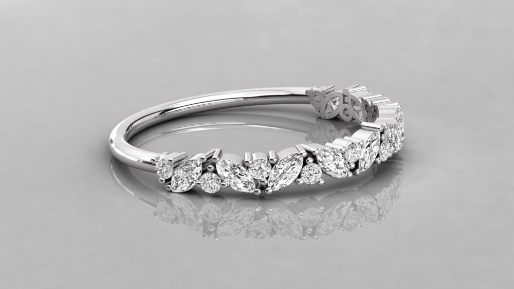 Marquise and Round Lab Grown Diamond Wedding Band - Image 6