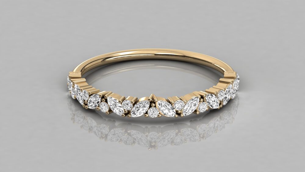 Marquise and Round Lab Grown Diamond Wedding Band - Image 7