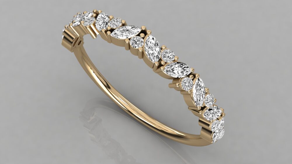 Marquise and Round Lab Grown Diamond Wedding Band - Image 8