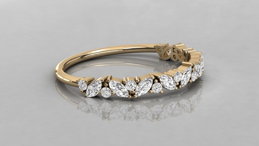 Marquise and Round Lab Grown Diamond Wedding Band - Image 9