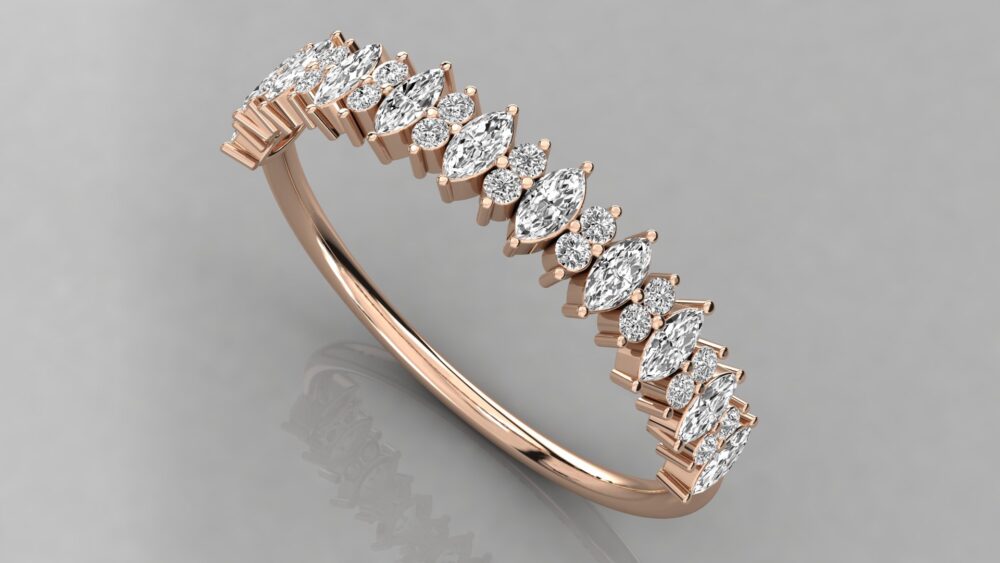 Marquise and Round Lab Grown Diamond Wedding Band - Image 8