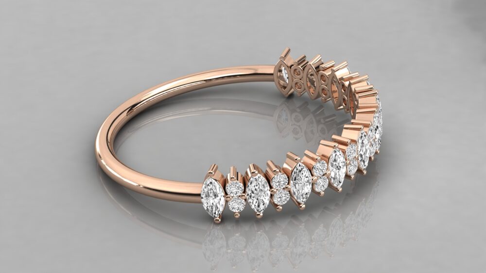 Marquise and Round Lab Grown Diamond Wedding Band - Image 9